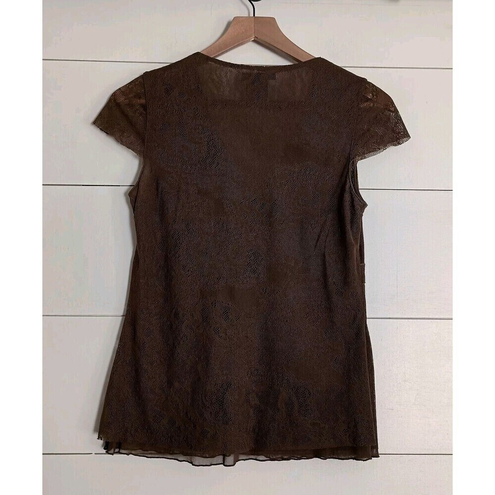 Womens Y2K Fairy Grunge Babydoll Top Size S Brown Artsy Stretch 90S Event - Picture 5 of 9